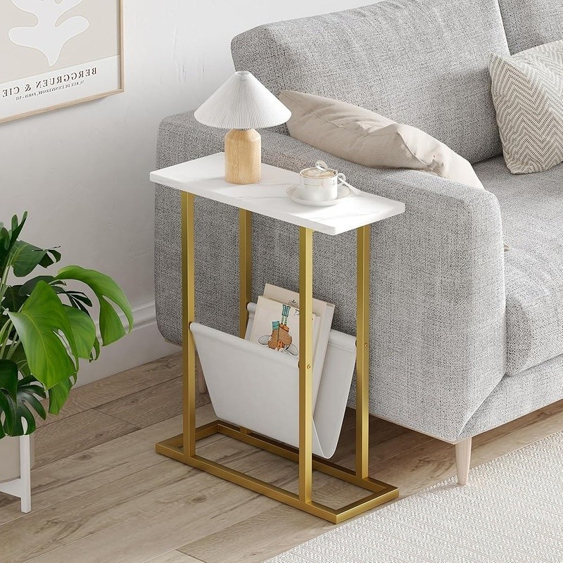 Narrow End Table W/ Storage Bag Multi-Purpose Sofa Table Easy Assembly New
