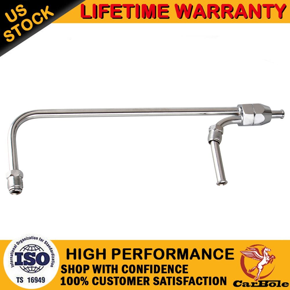Chrome Fuel Line 4160 Carb Carburetor 3/8" Inlet 5/8" Outlet Dual Feed Gas Tube