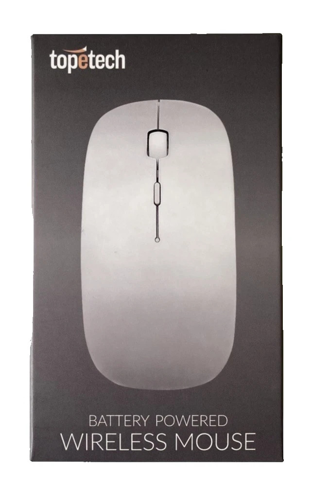 Slim Bluetooth Wireless Mouse, Silver - Topetech