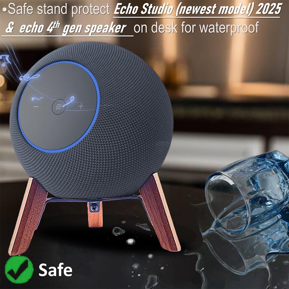 Real Wood Stand for Echo Studio (new Model) 2025,Echo (4th Gen) Home Speaker,...