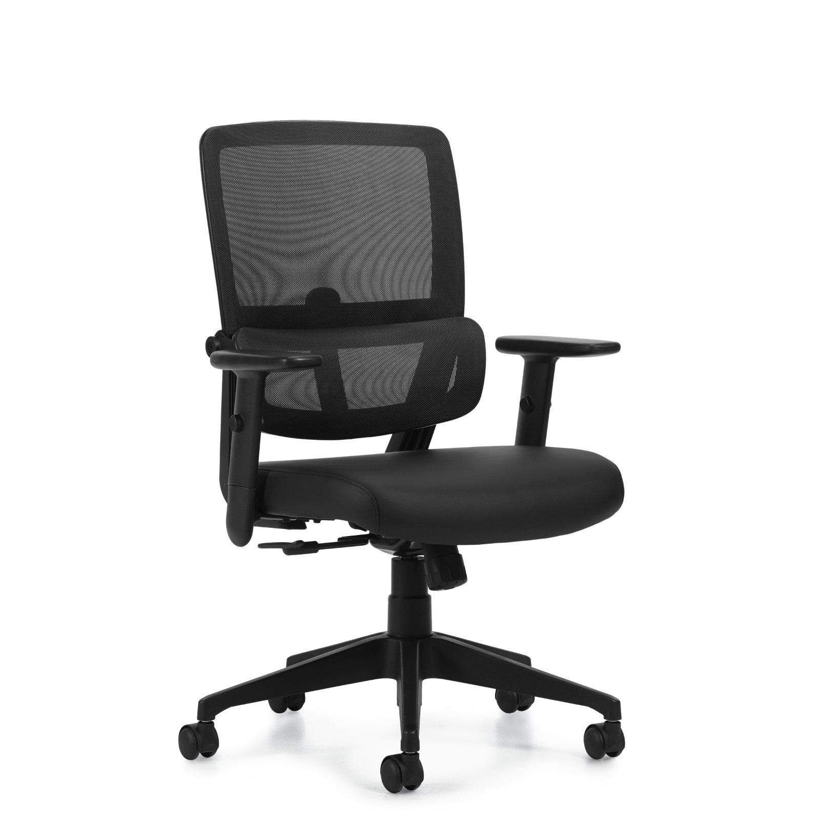 Offices to Go OTG12110B Ergonomic Mesh Mid-Back Task Chair Adjustable Arms Black