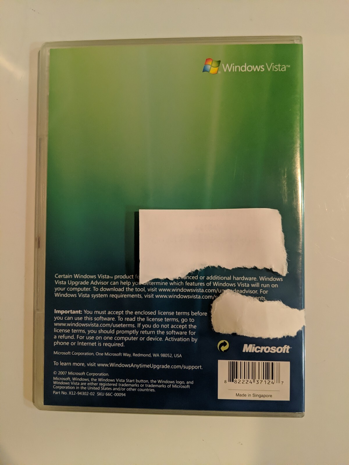 Microsoft Windows Anytime Upgrade Vista Experience Disc 32 Bit DVD