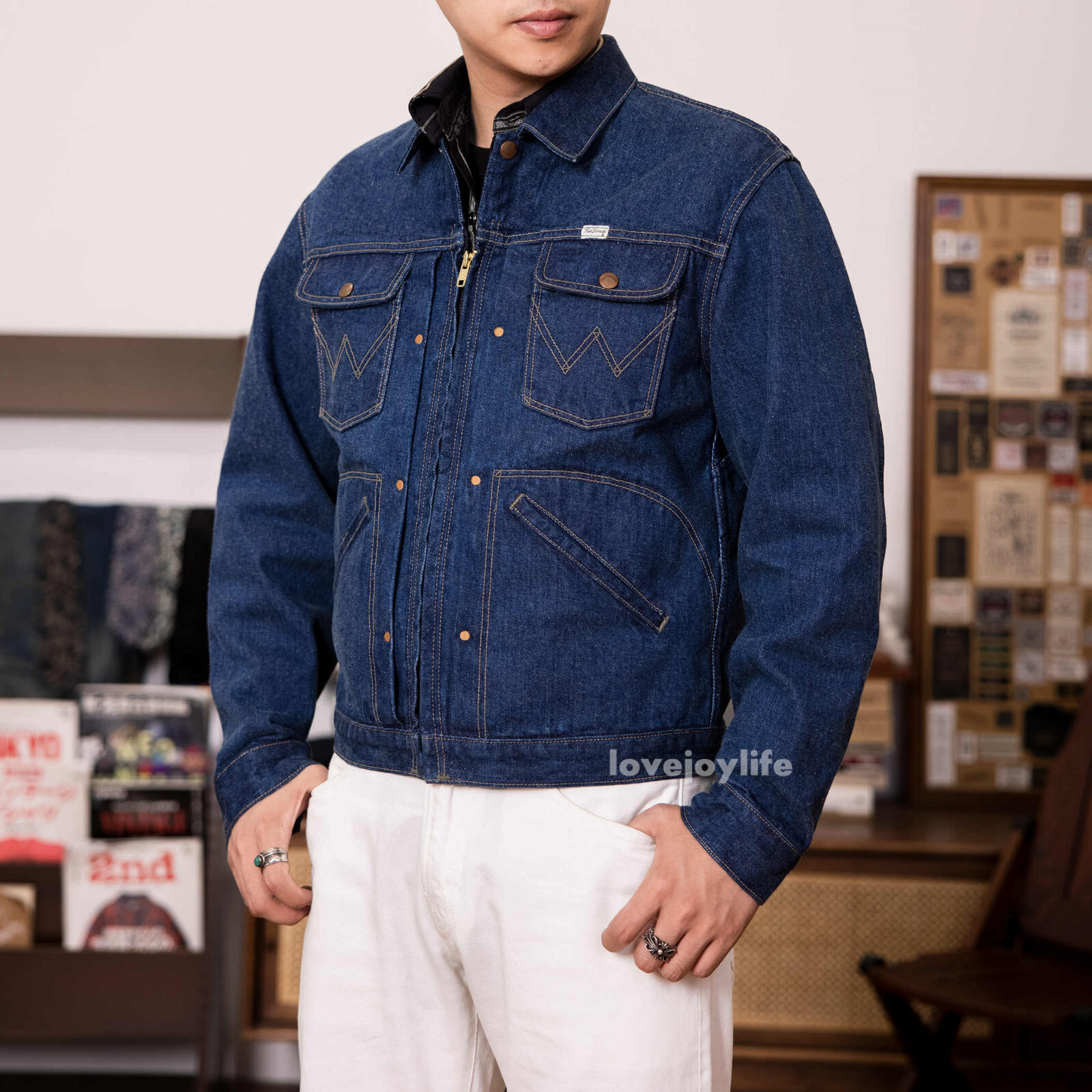 Red Tornado Fall Winter 60s 24MJ Raw Denim Jacket Short Zipped Slim Coat Cowboy