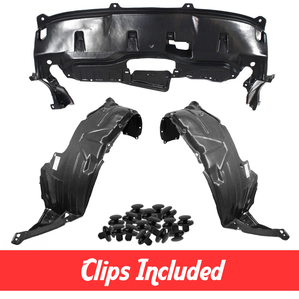 Fender Liner & Lower Engine Under Cover Set w/ Clips For 2002-2004 Honda CR-V
