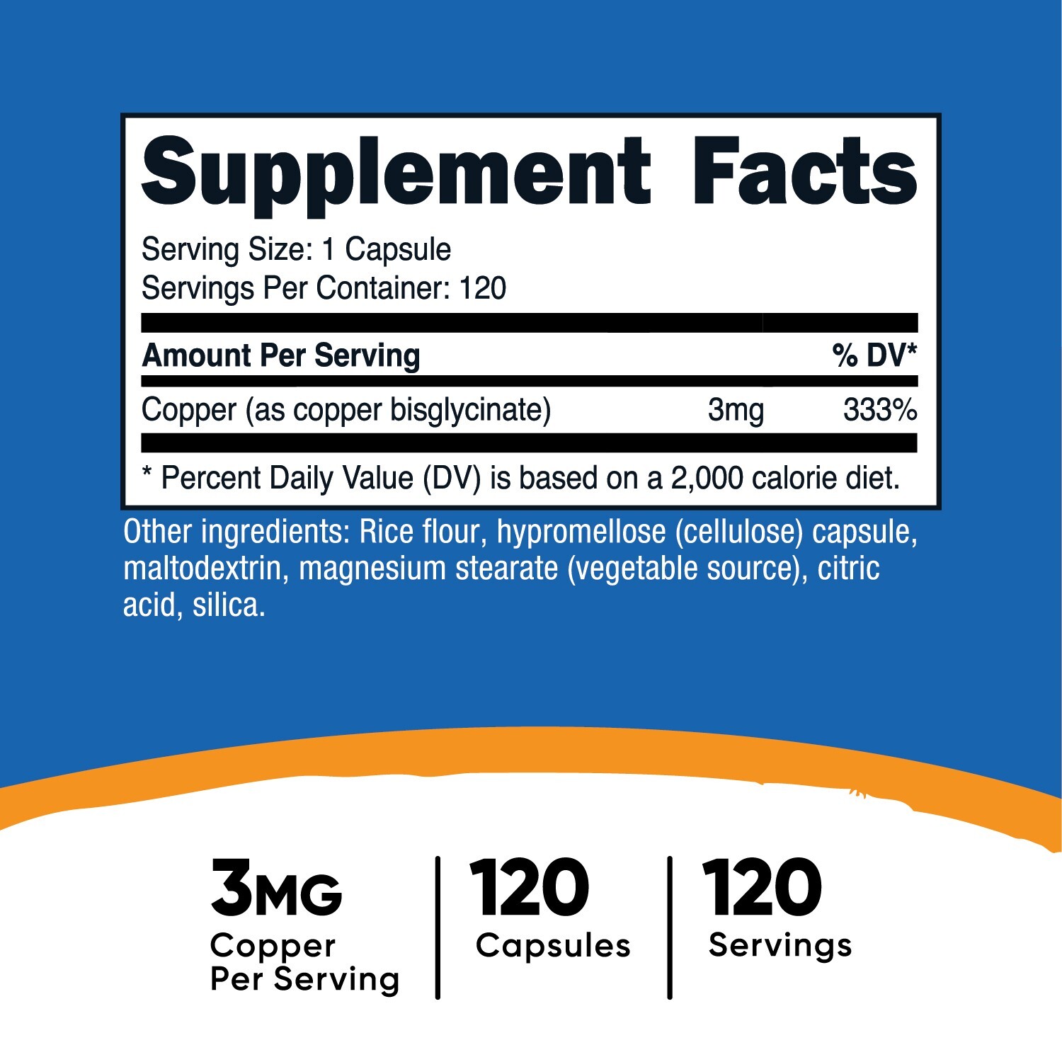 Nutricost Copper Glycinate Capsules (120 Capsules, 3MG Copper per Serving)