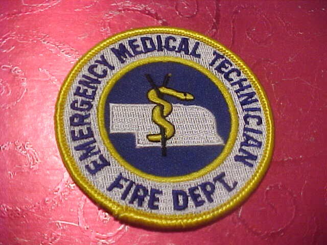 FIRE DEPARTMENT E.M.T.  FIRE PATCH UNUSED 3 X 3 INCH