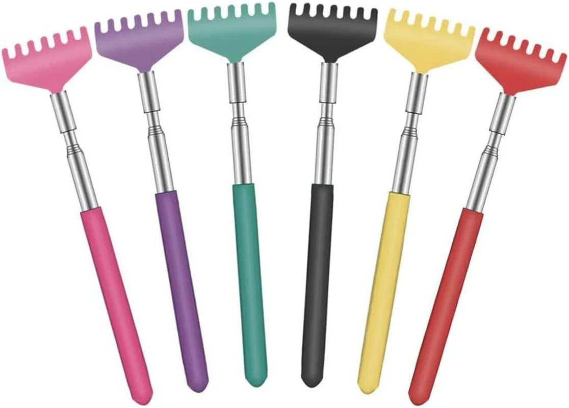 6 Pack Extendable Back Scratchers - Portable Telescoping Metal Hand Massagers