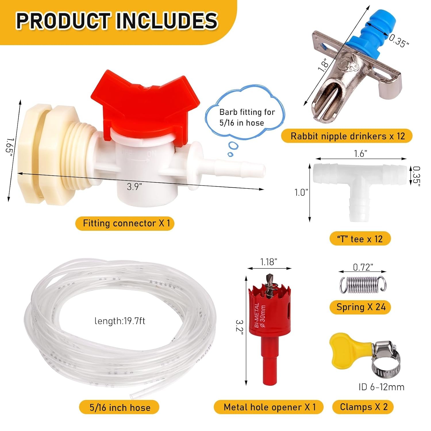 Automatic Rabbit Watering System 12 Blue Self Watering Drinkers Kit