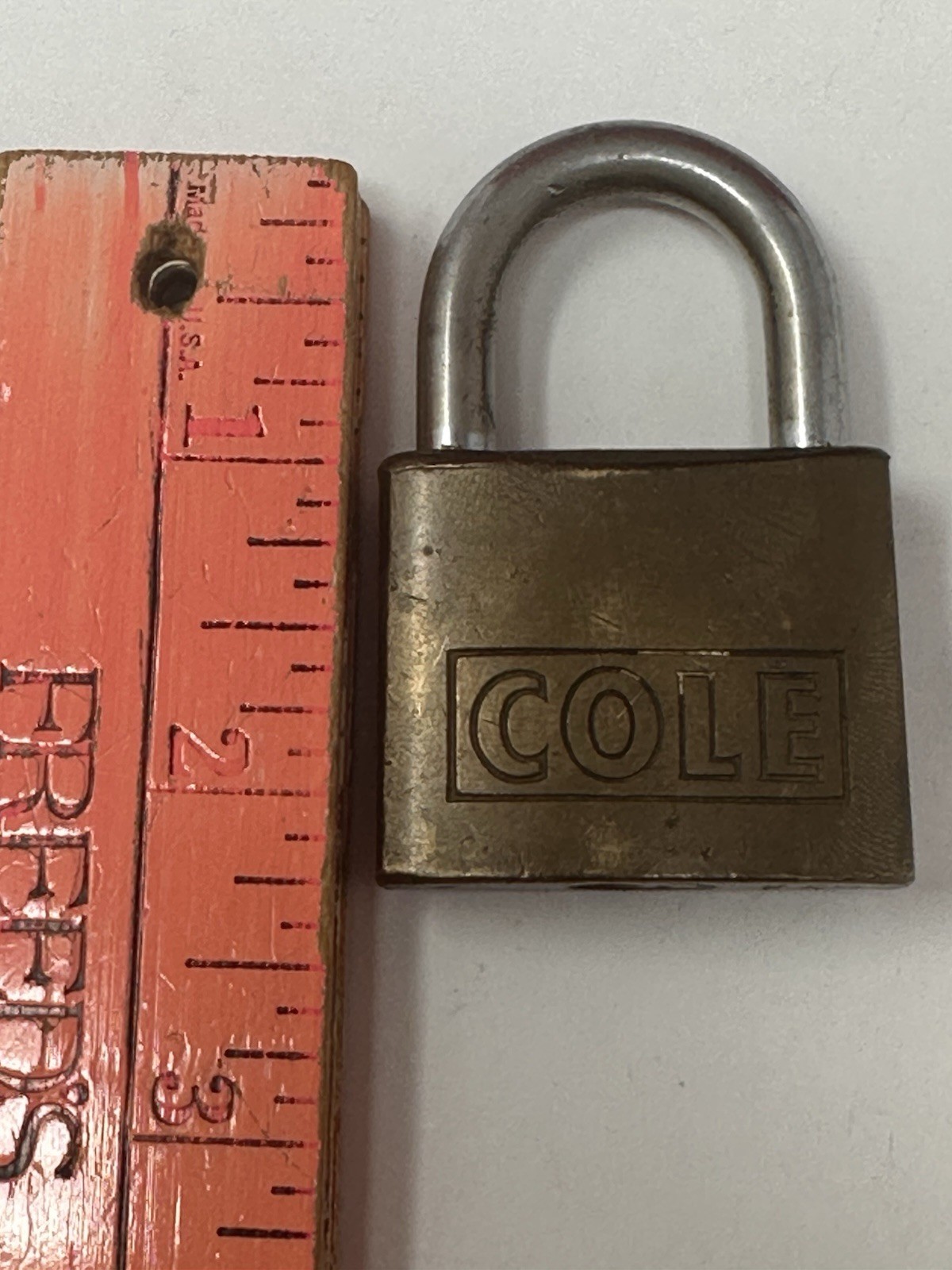 COLE BRASS 1.5" LOCK with ORIGINAL KEY Works
