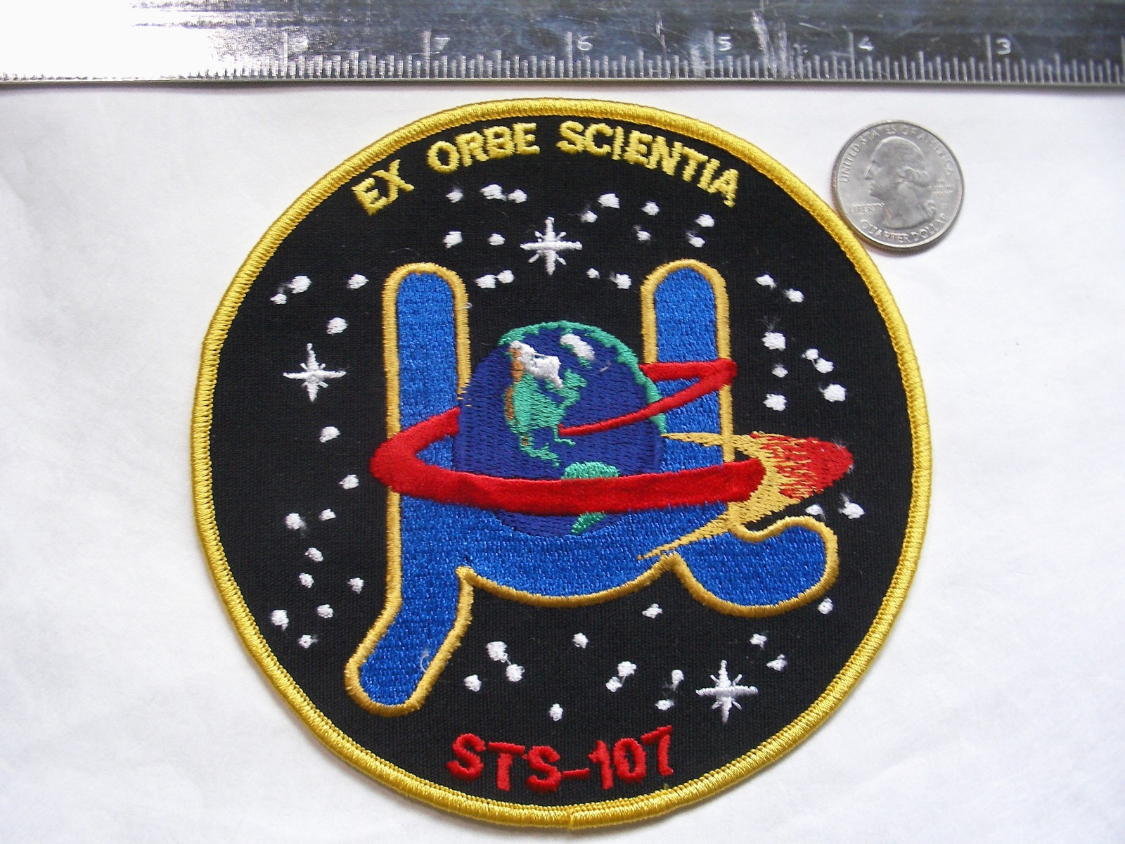STS-107 Ex Orbe Scientia Patch NASA 5" Yellow Bordered Version Ug Science Space
