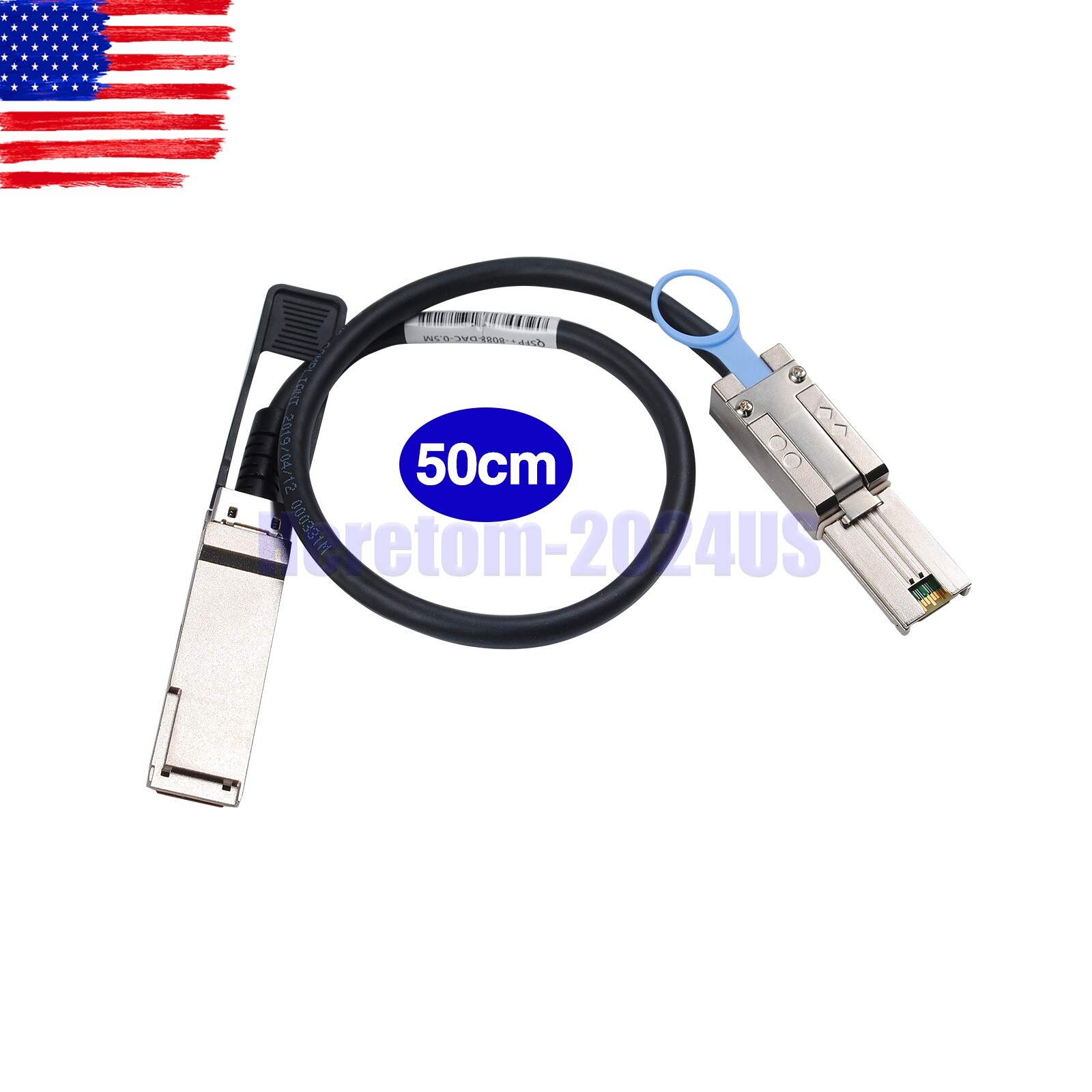 QSFP(SFF-8436) to MiniSAS HD SFF-8088 DDR Hybrid External SAS Cable 100-Ohm 0.5M