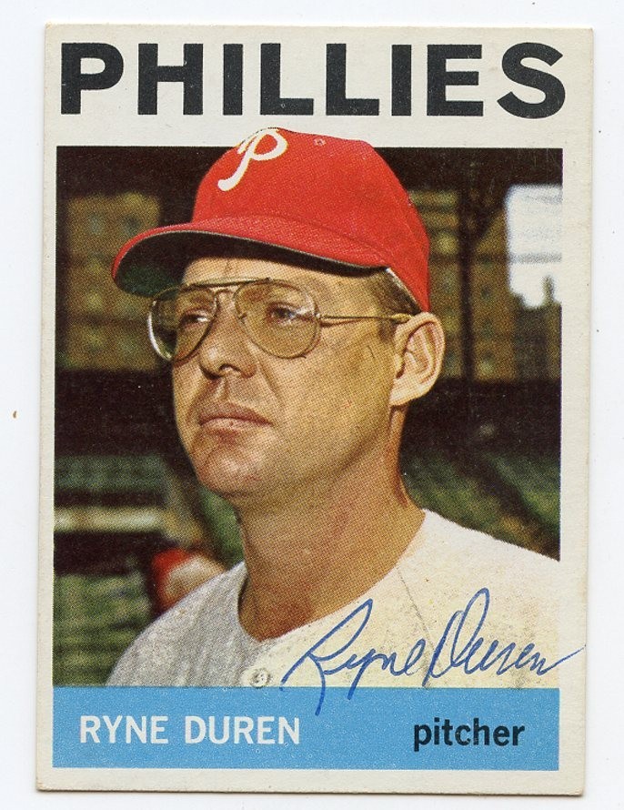 RYNE DUREN Signed 1964 Topps #173 Phillies NICE!   Guaranteed Authentic KOA
