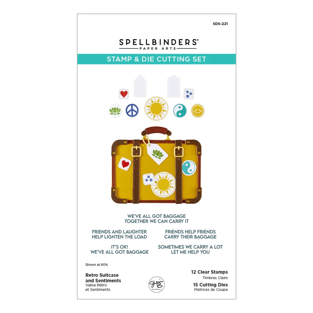 Retro Suitcase and Sentiments Clear Stamp & Die Set by Spellbinders
