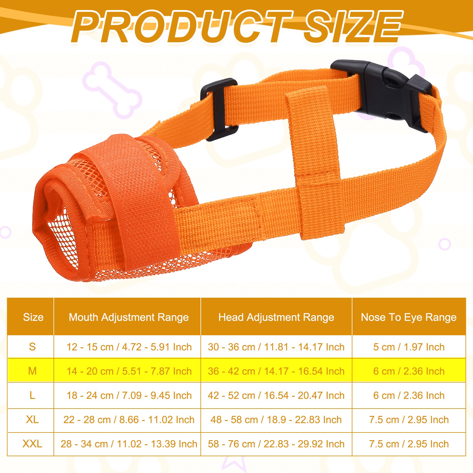 Dog Muzzle, Soft Mesh Muzzle Mouth Guard Cover(Orange, M)