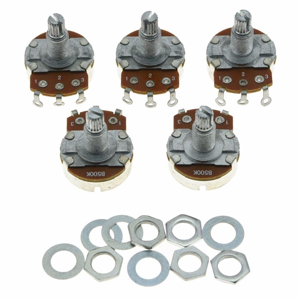 Dopro 5pcs Linear Guitar Pots Volume 500K Electric Long 18mm Shaft, B500K