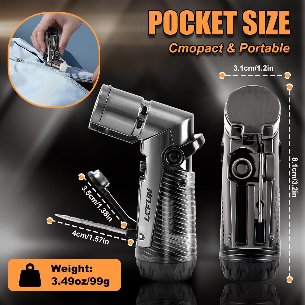 Torch Lighter Windproof Refillable Triple Jet Flame Butane Lighter with Punch An