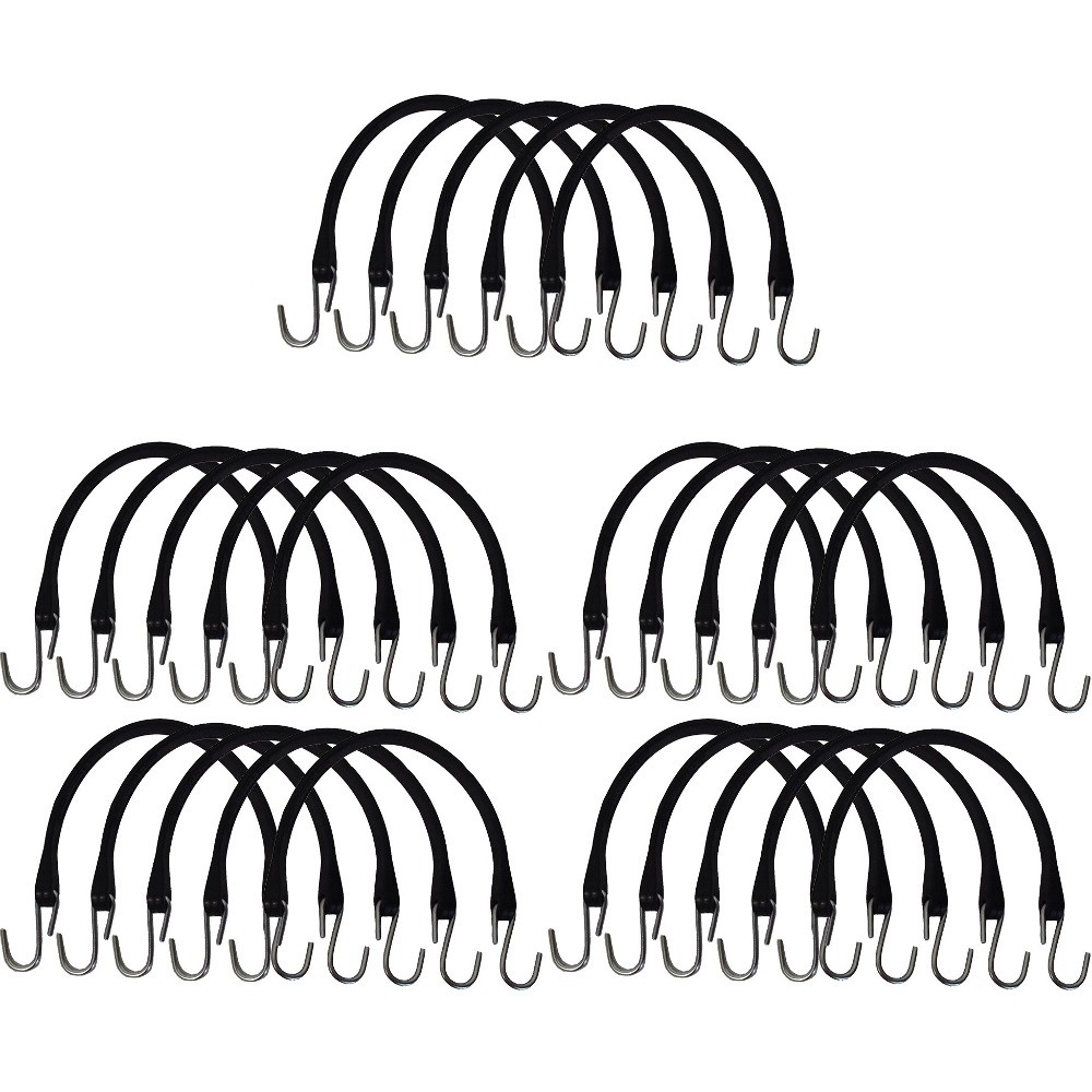 (25) Heavy Duty 15" Natural Rubber Tarp Straps w/ S-Hooks Bungee Cord Tie-Downs
