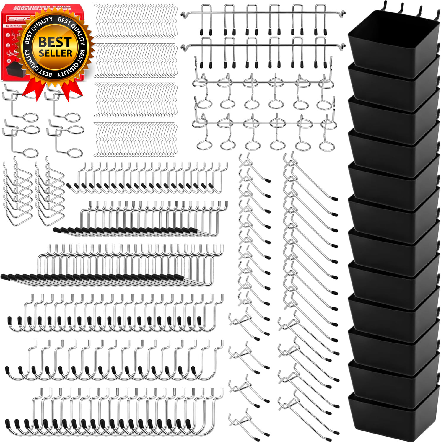 300-Piece Pegboard Hook Set Pegboard Organizer Accessories for Hanging Durable