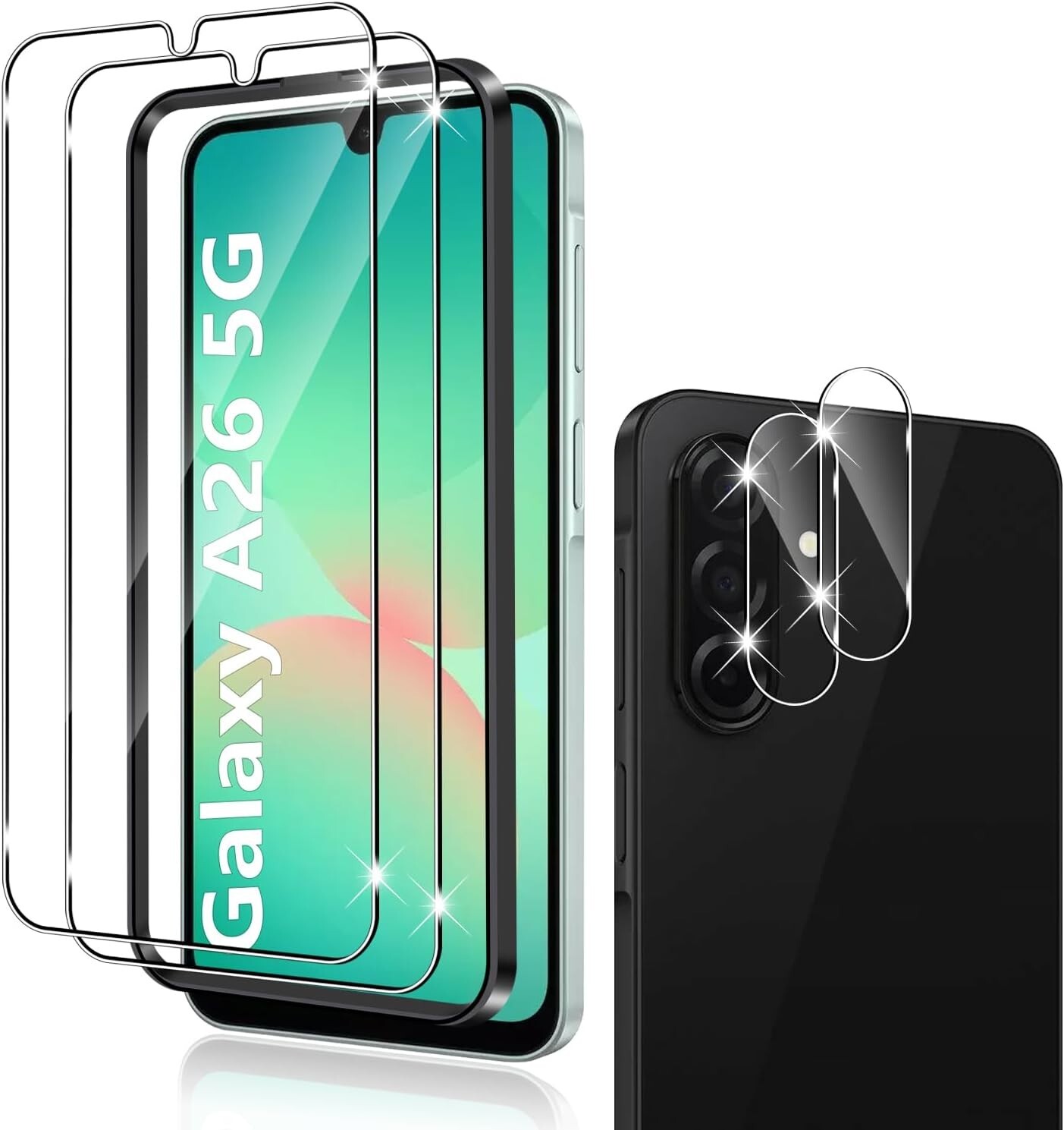 2X Tempered Glass (Screen + Camera) For Samsung Galaxy A26 5G Screen Protector Full 9H