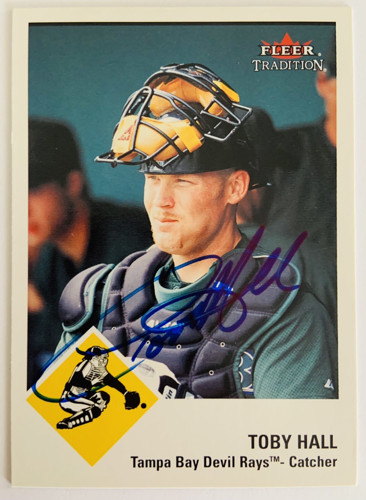 Toby Hall Tampa Bay Devil Rays Signed 2003 Fleer Tradition Card #239 COA Proof