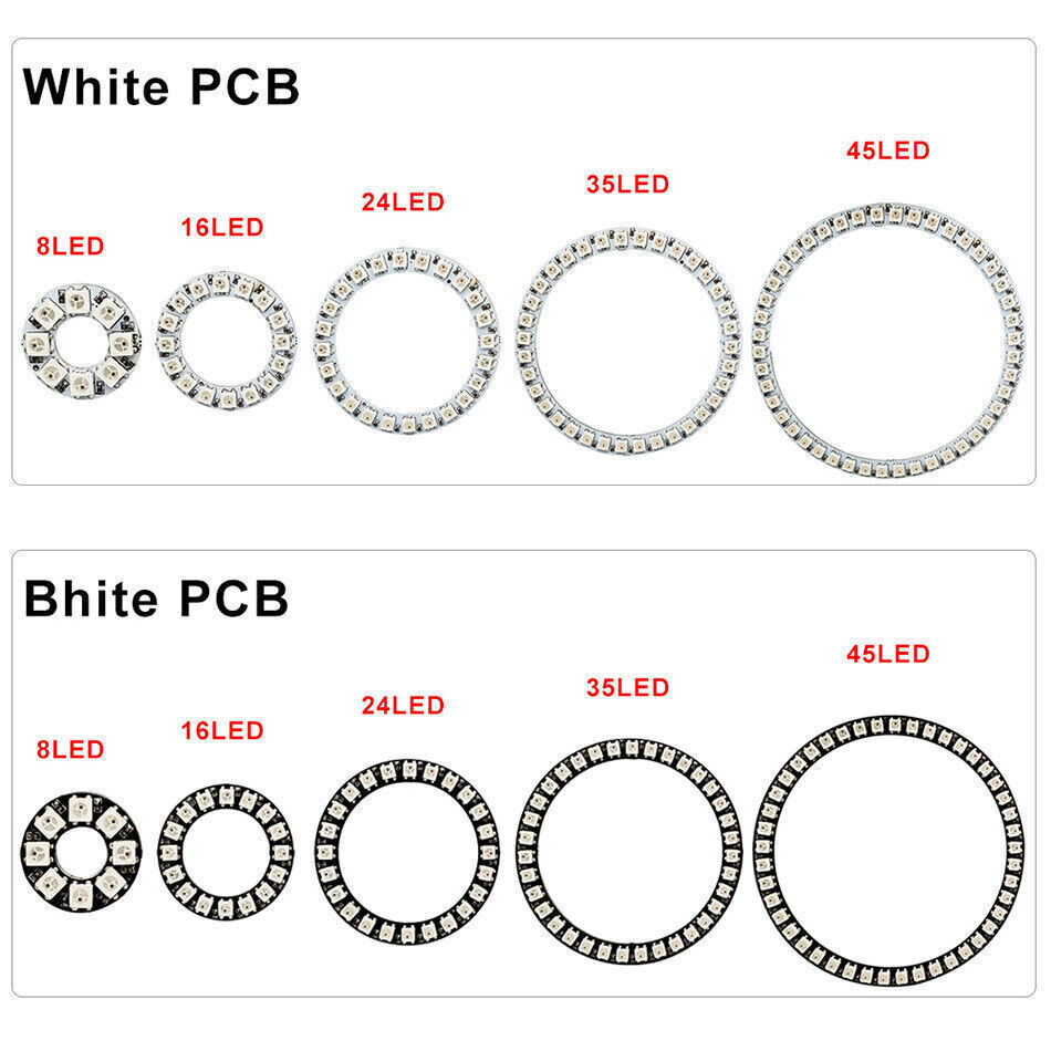 WS2812B 8/16/24/35/45 Leds RGB Pixel Ring Modules USB 14key RF Controller Kit