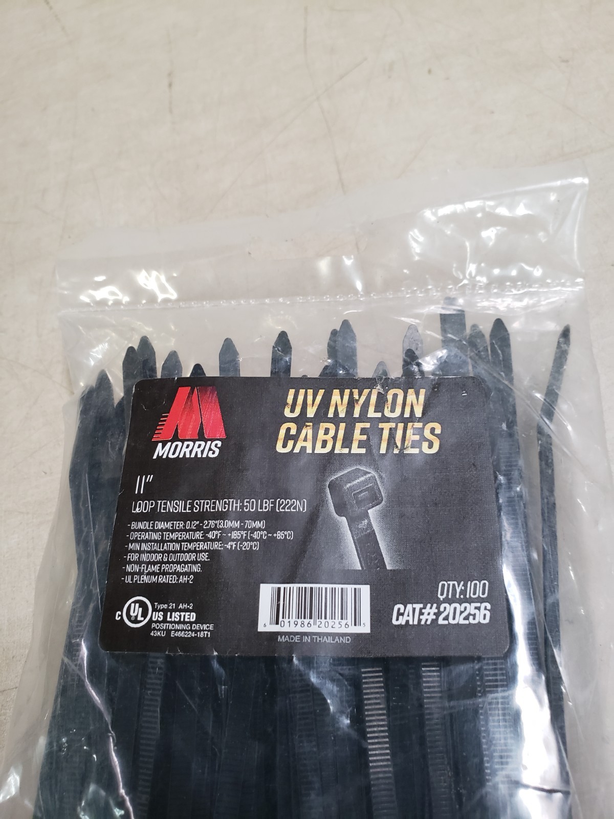 Morris 20256 UV Cable Tie 50LB QTY 100pcs in 1 Pack