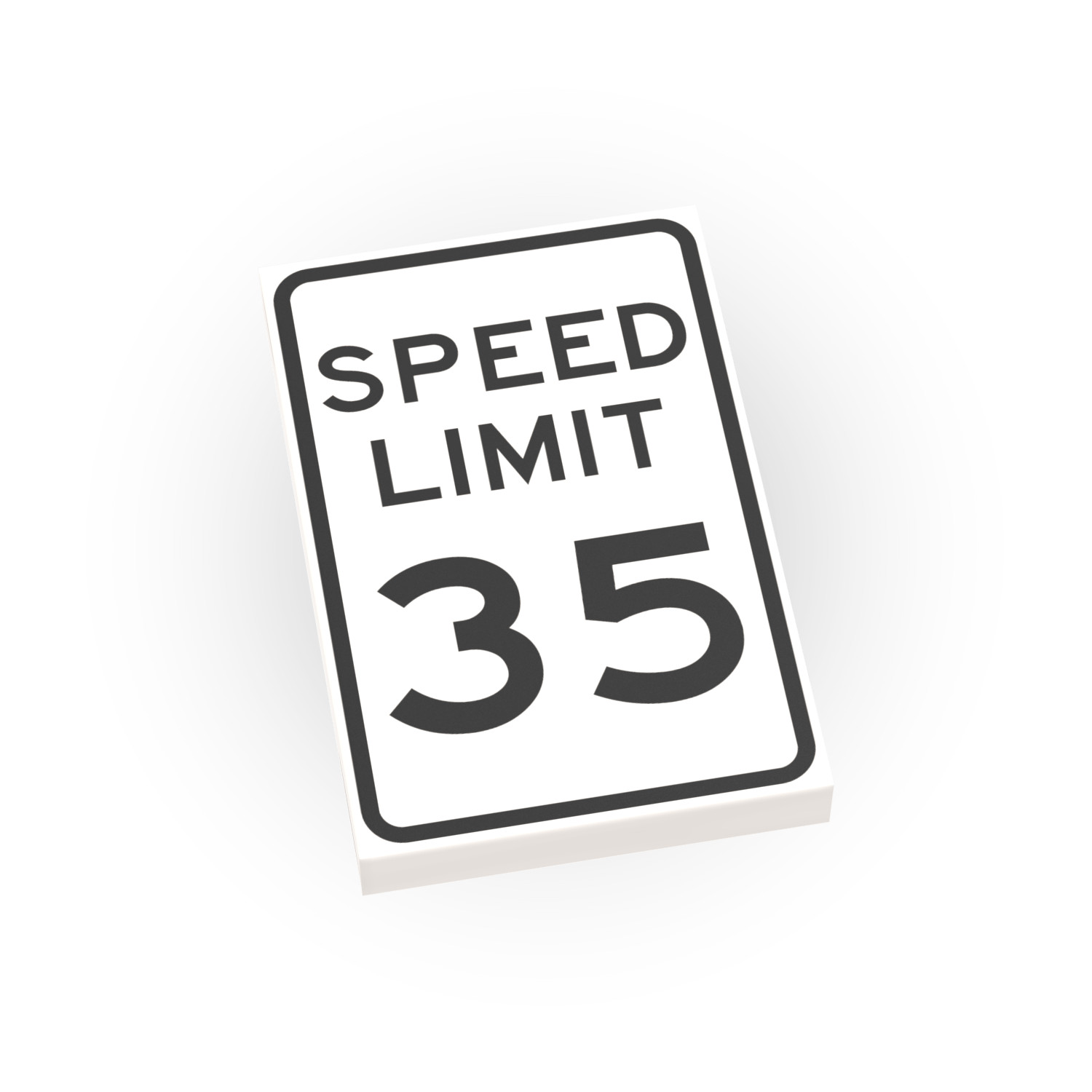 35 MPH Speed Limit Street Sign - 2x3 Tile  Minifig Scale - Brick City Custom
