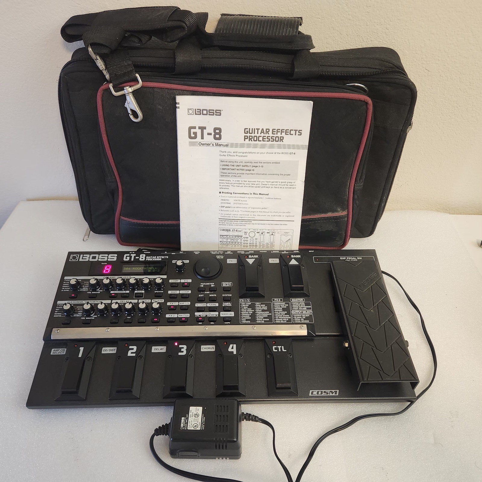 Boss GT-8 Guitar Multi-Effects Pedal + BRC AC Adapter Case Manual