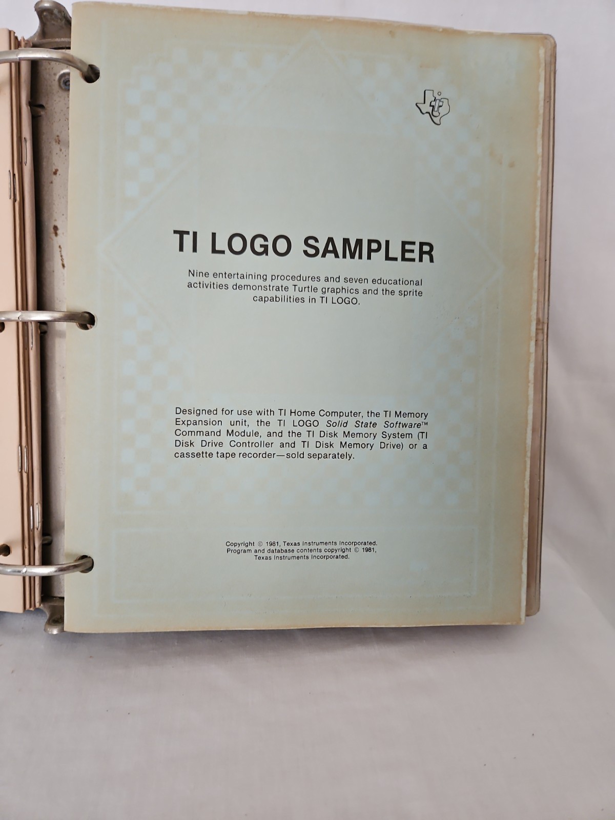 Vintage Texas Instruments Home Computer Binder Manual PHP1270