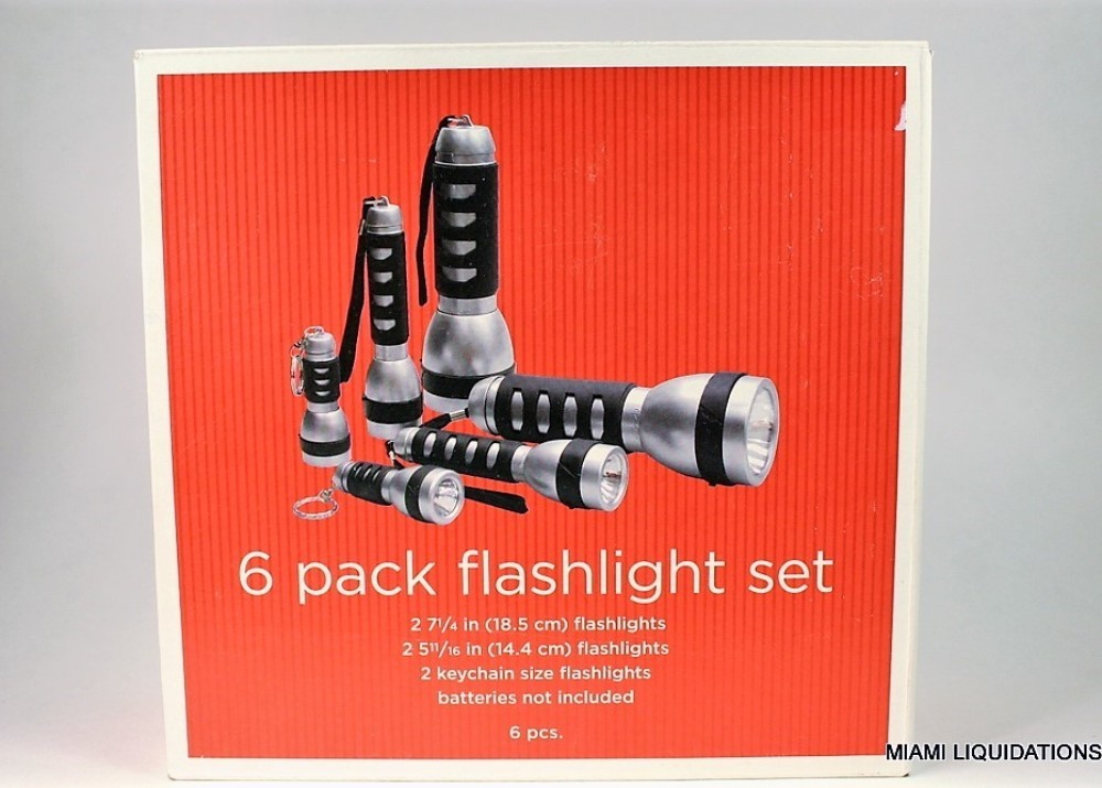Pack of 6 Flashlight Gift Set Silver/Black 2.4V 0.5A bulb Target Keychain light