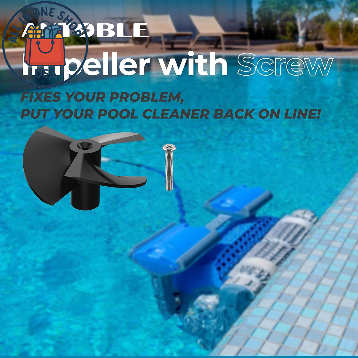 Impeller with Screw for Dolphin Pool Cleaners, Replacement Part