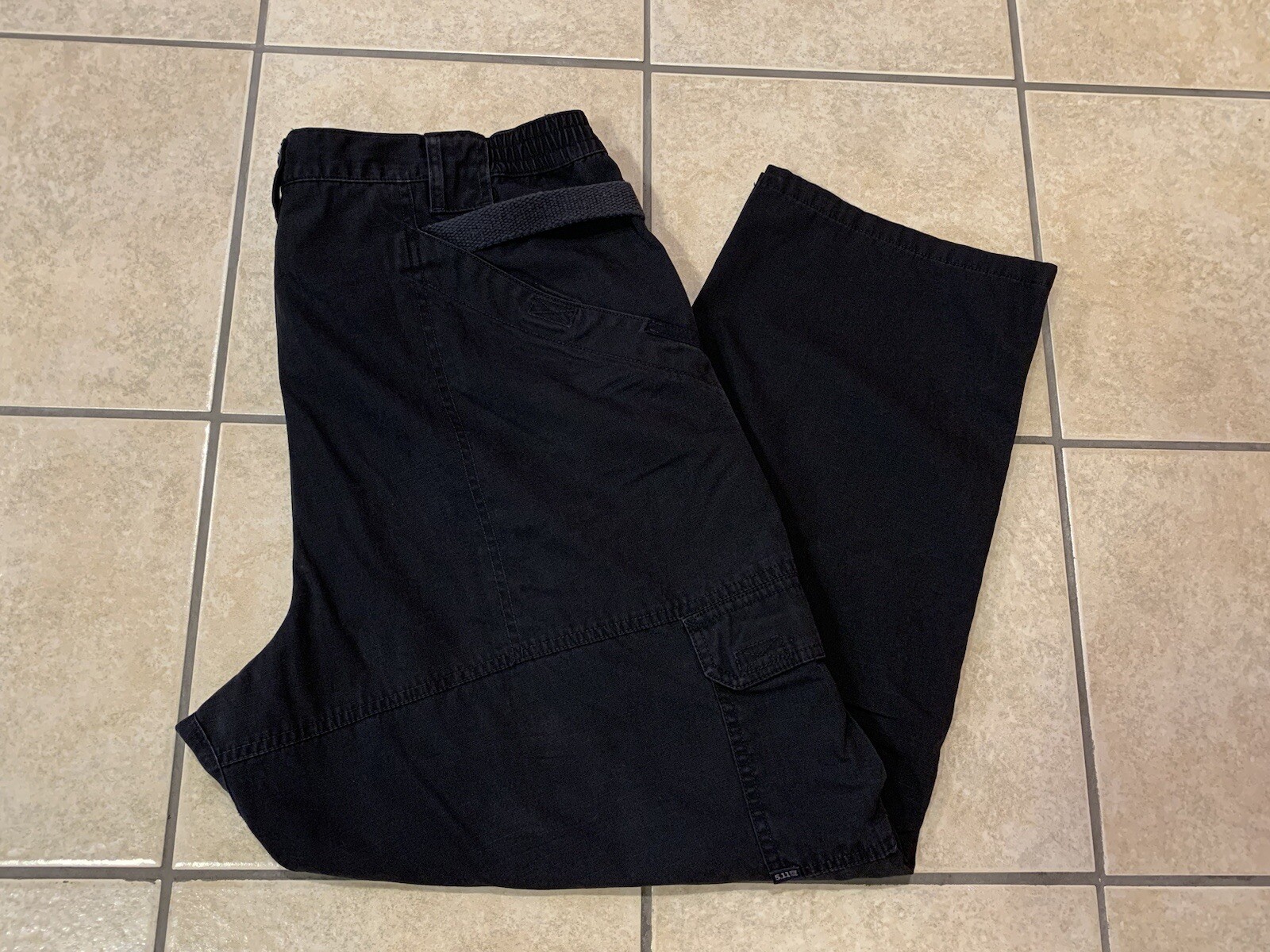 Men's 40X30 5.11 TACTICAL Black Ripstop Canvas Double Knee Cargo Pants 74273