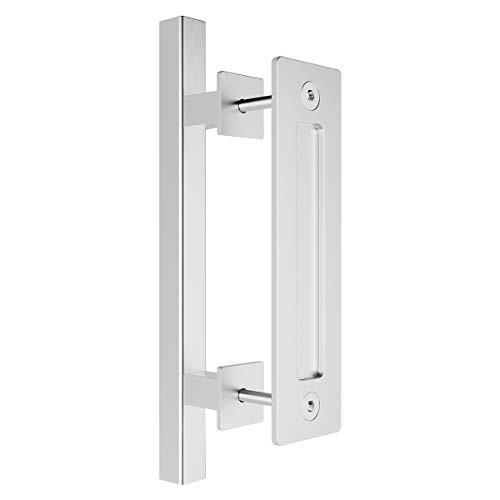 12" Pull and Flush Square Door Handle Set Stainless Steel Door Pull Handle