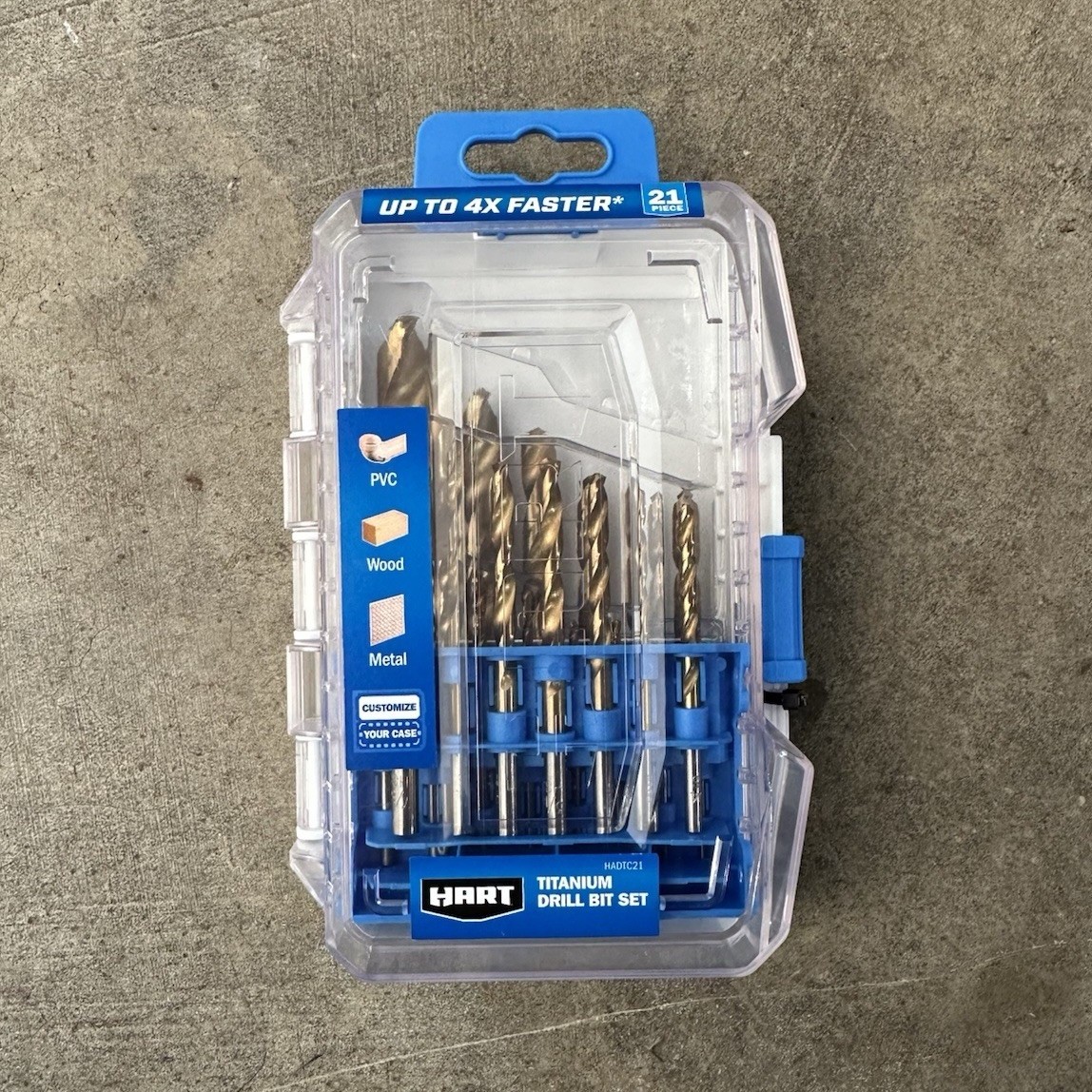 HART Titanium Drill Bit Set 21 Piece for Metal Wood PVC w/ Storage Case New