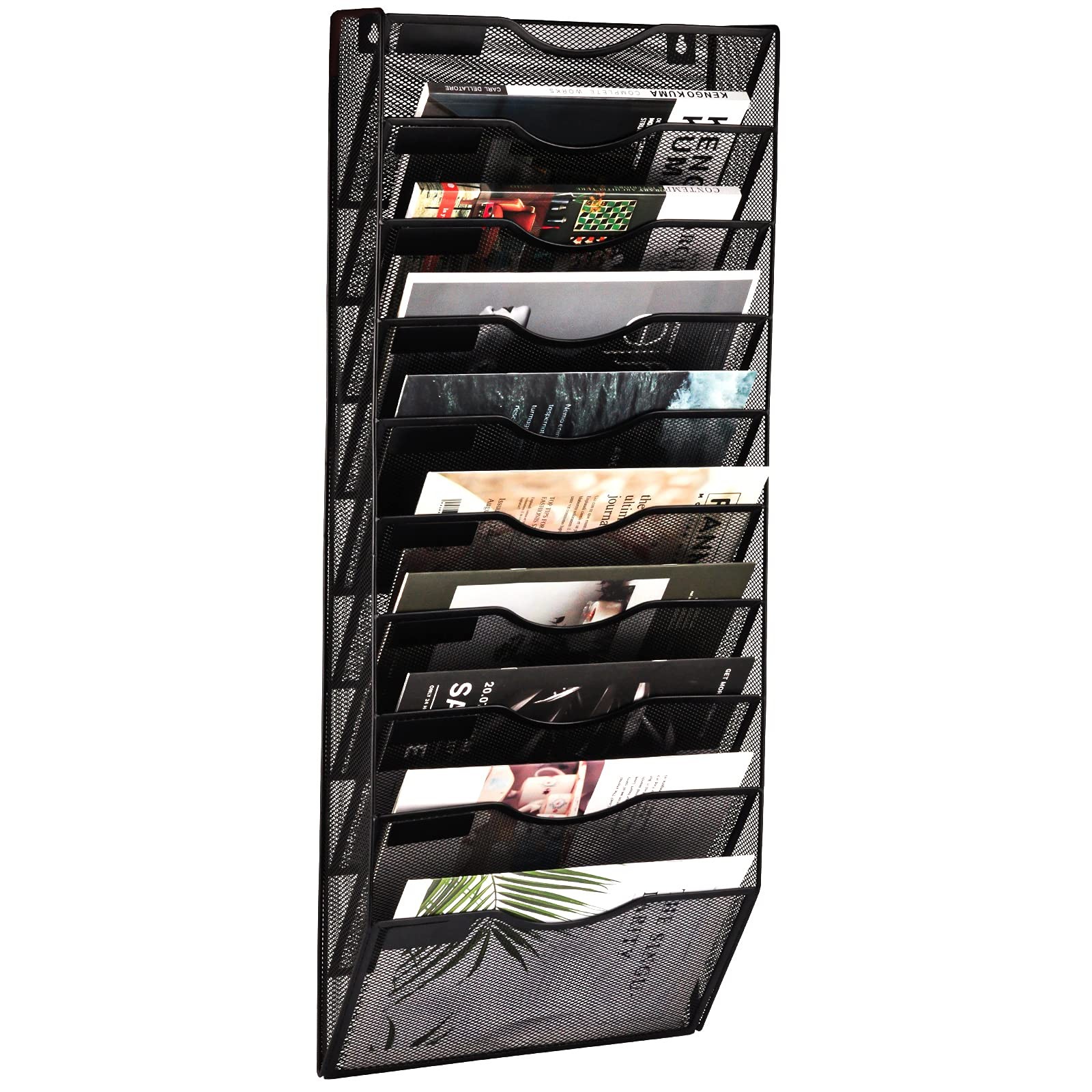 10 Pocket Mesh Hanging Wall File Organizer Mail Document Rack Nametag