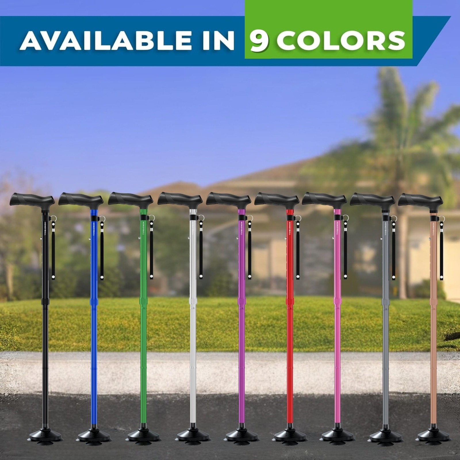 Walking Cane for Men & Women Foldable, Adjustable, Heavy Duty, Free Standing,...