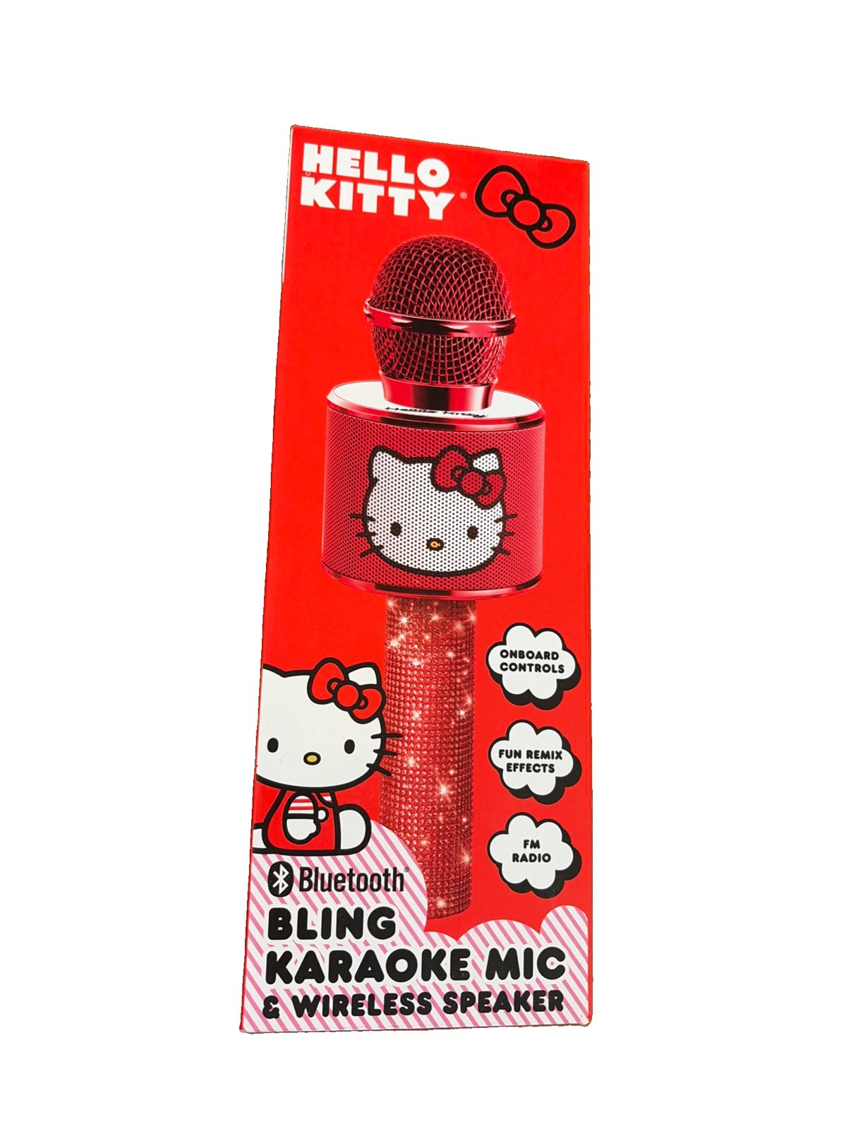 Hello Kitty Bluetooth Karaoke Microphone Wireless Speaker USB Charge Red NIB FM