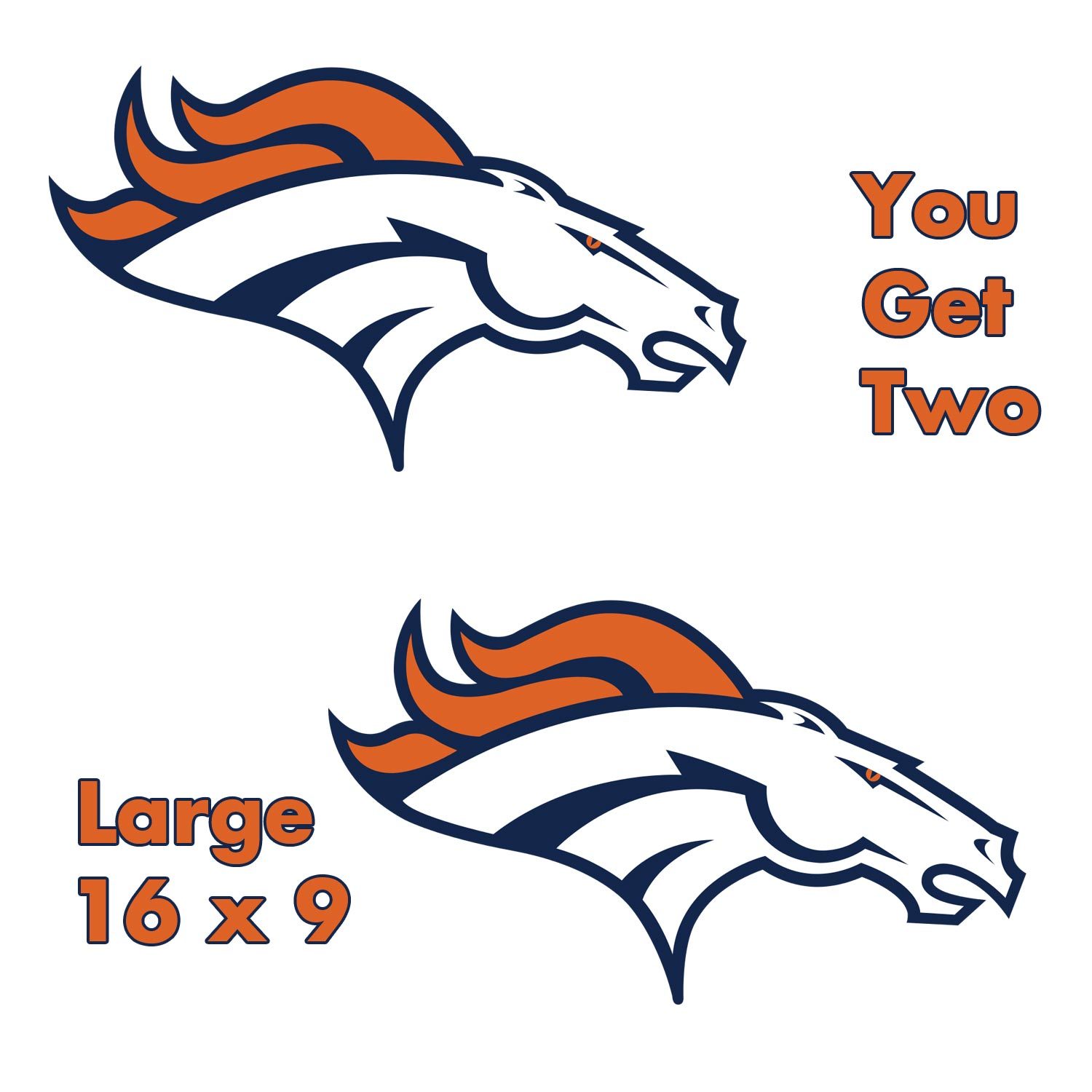 Set of 2 Denver Broncos Cornhole Board Decals NEW "16 x 9" Large