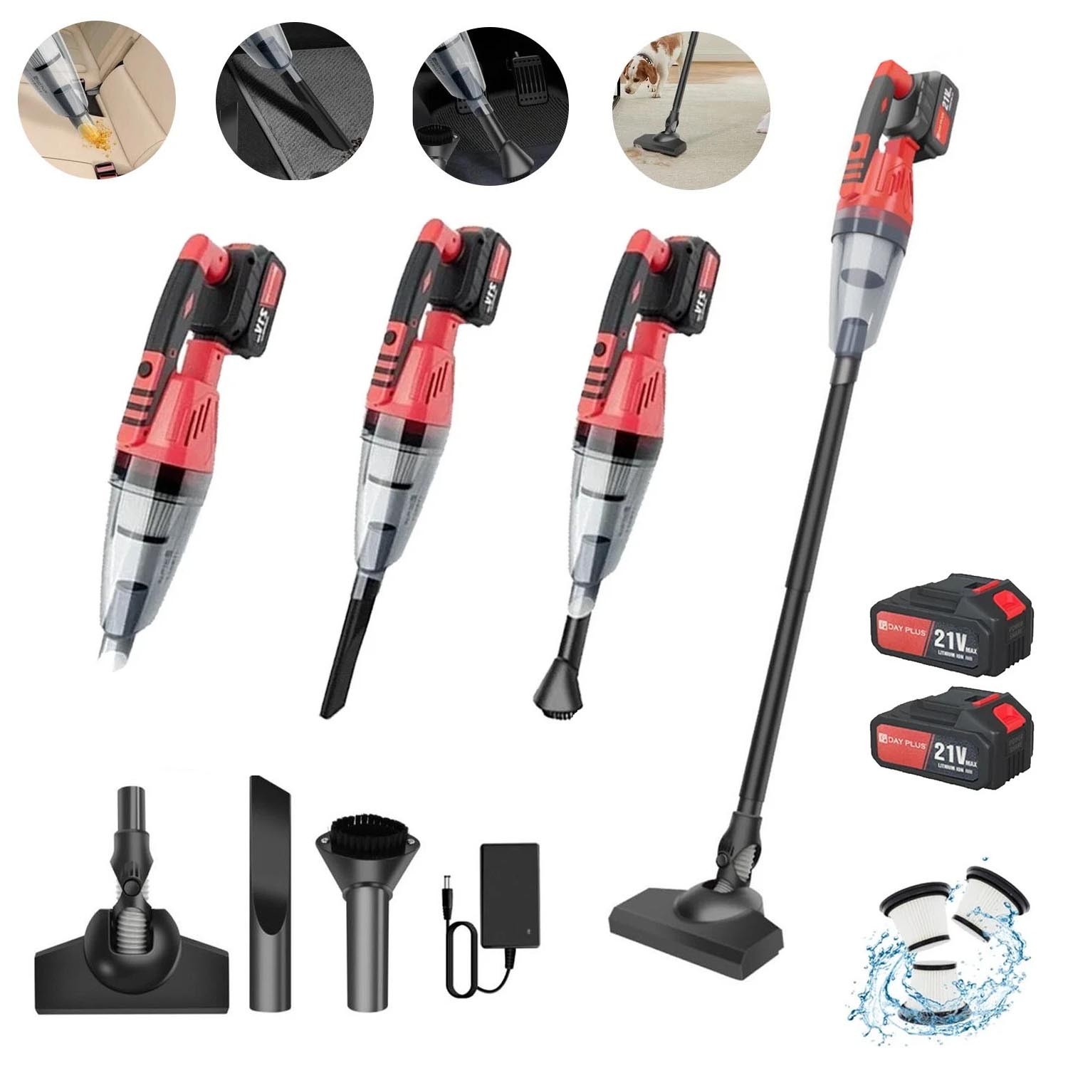 Cordless Vacuum Cleaner Rechargeable Lightweight Stick Vacuum Cleaner LED 5500PA