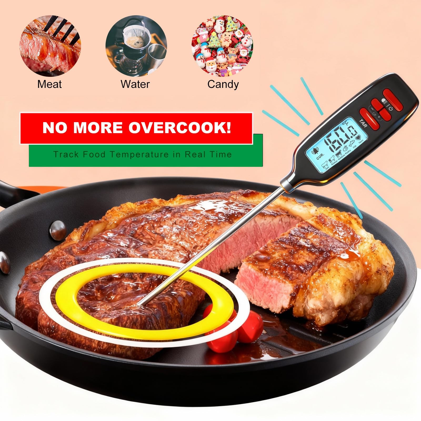 Antonki Meat Thermometer Digital, Smart Instant Read - Black