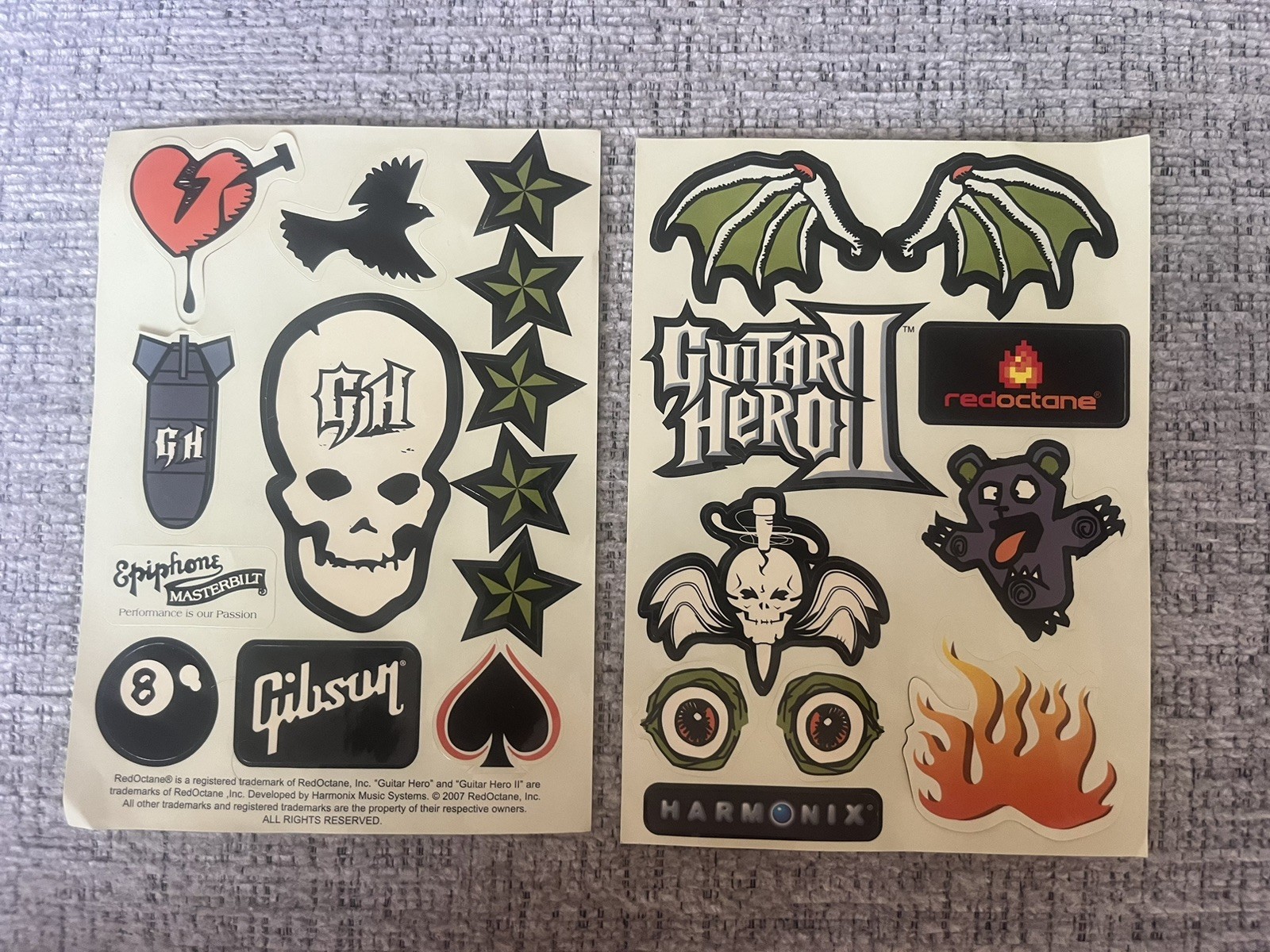 Guitar Hero 2 Stickers & Decals. Authentic. Unused. 2007
