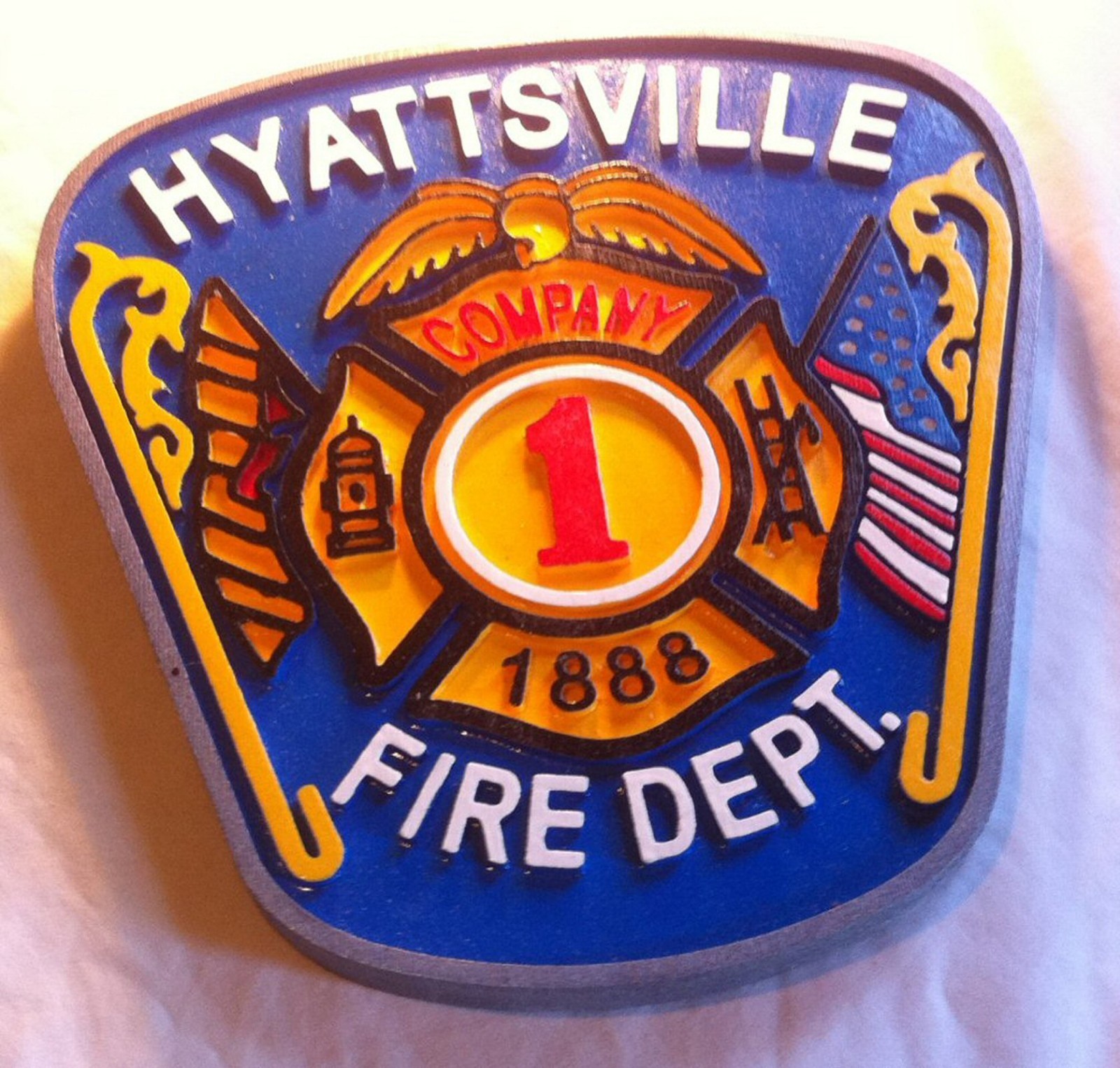 Fire Department Hyattsville 3D routed plaque wood patch sign Custom