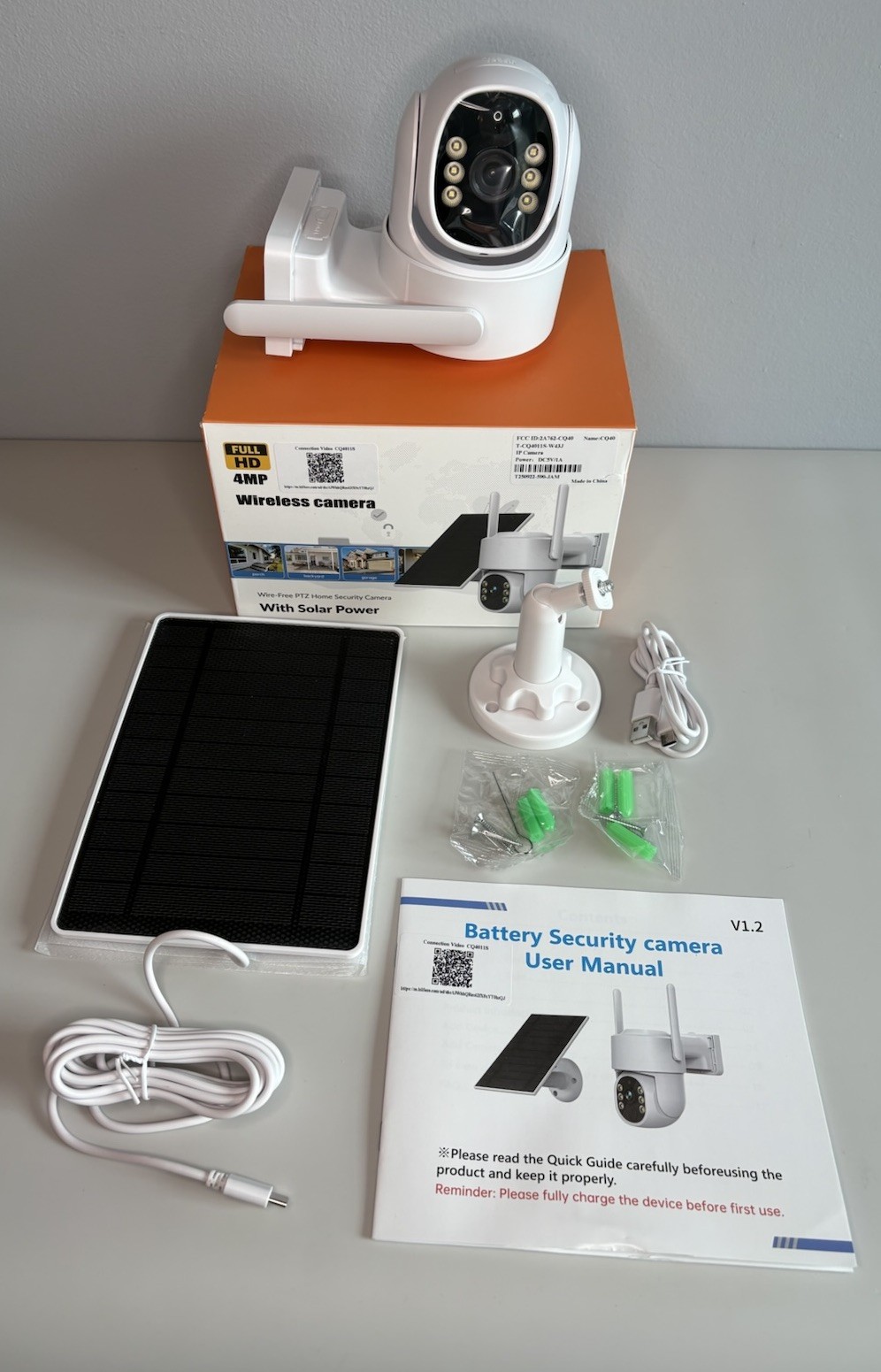 4MP Wireless Solar Powered  Home Security Camera Outdoor WiFi PTZ