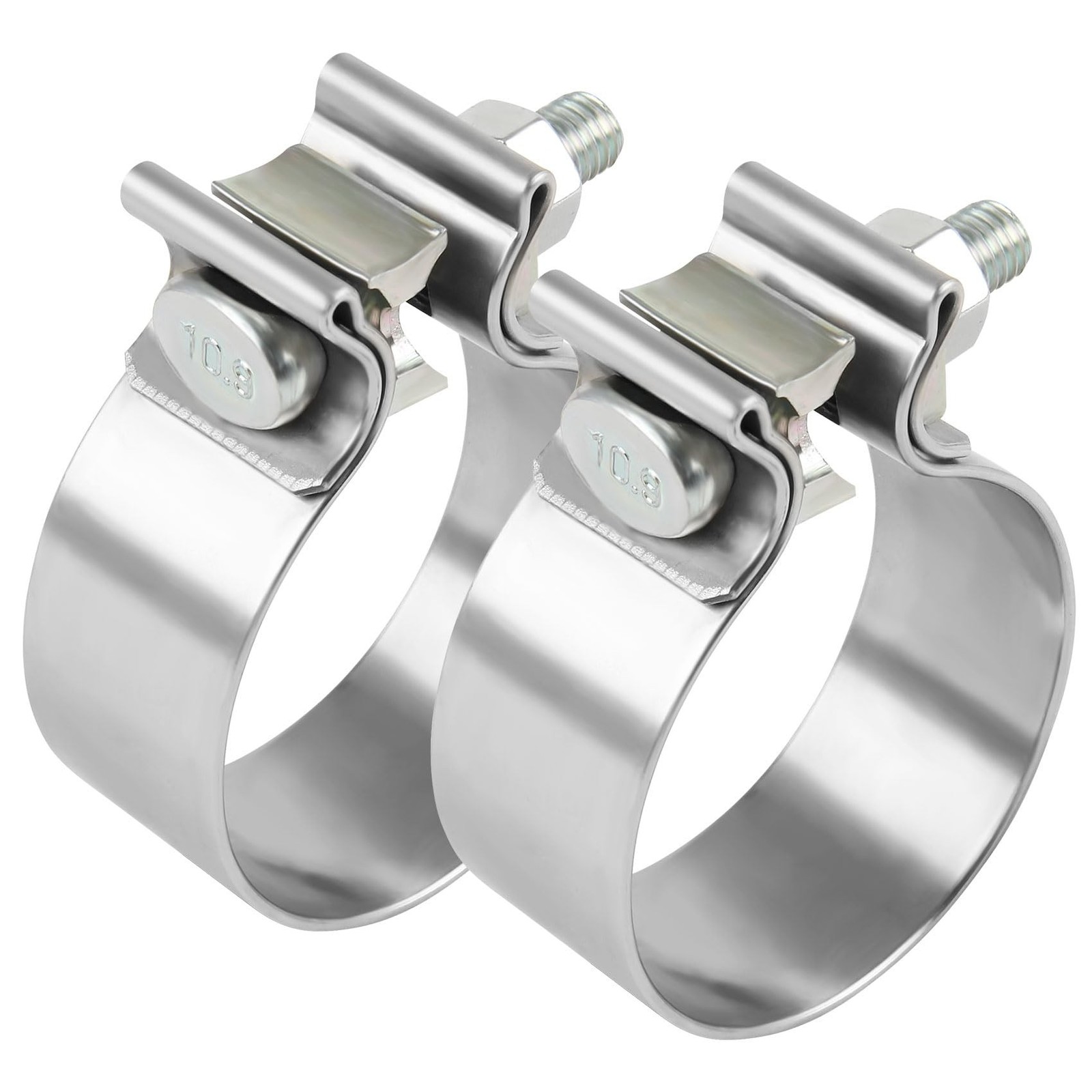 2.5 Inch Exhaust Clamp, 2.5" Narrow Band Muffler Clamp, Stainless Steel, 2pcs