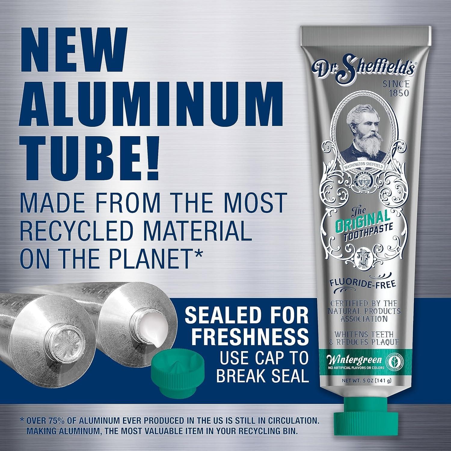 Dr. Sheffieldâs Certified Natural Toothpaste (wintergreen) - Great Tasting, Fl