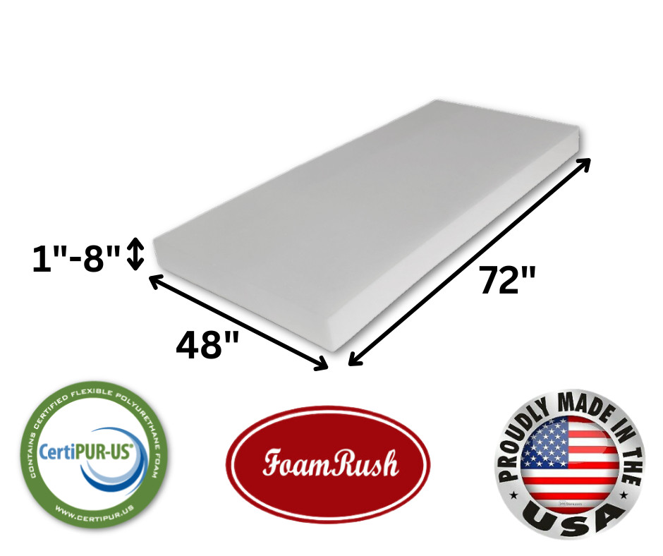 FoamRush Bunk 48" x 72" High Density Foam Mattress Replacement Medium Firm USA