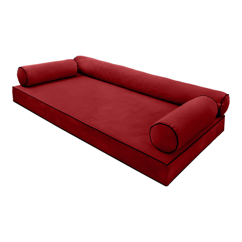 SLIPCOVER ONLY V6 Velvet Daybed Mattress Pillow Contrast Trim Twin-XL AD369