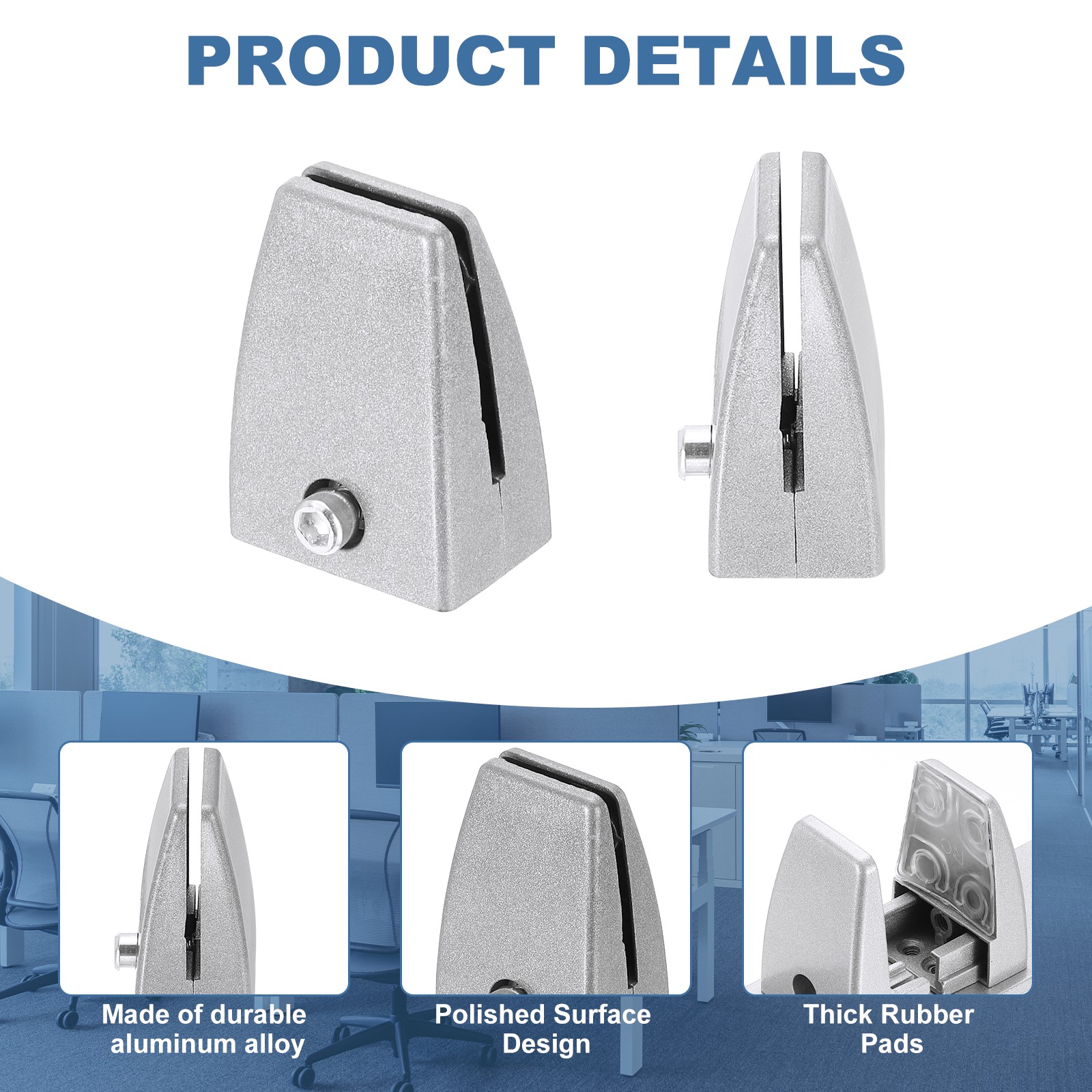 10 Pcs Adjustable Desk Divider Partition Clips, Sneeze Guard Support, Silver