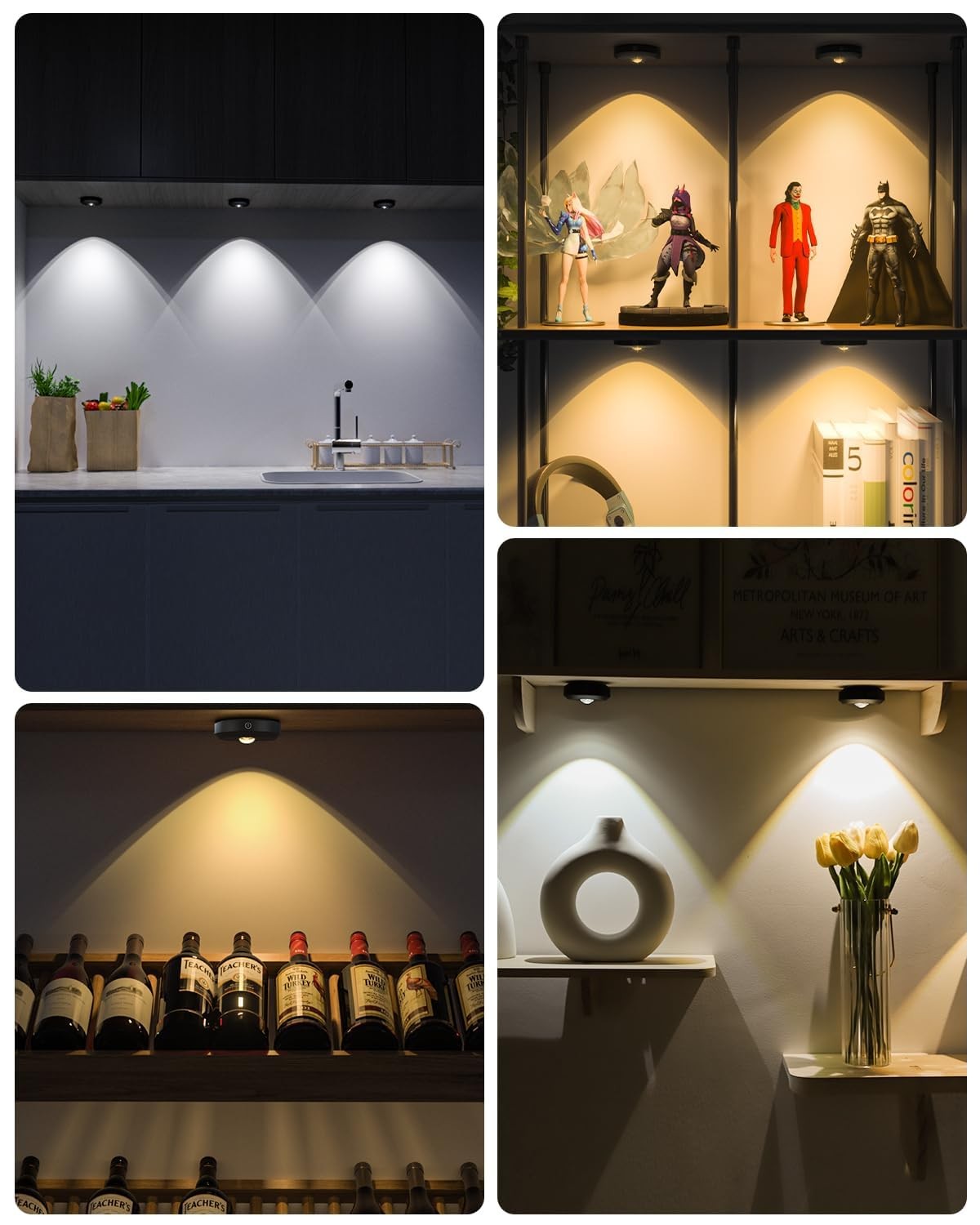 Puck Lights with Remote Control, Rechargeable Under Cabinet Lights, 1200mAh B...