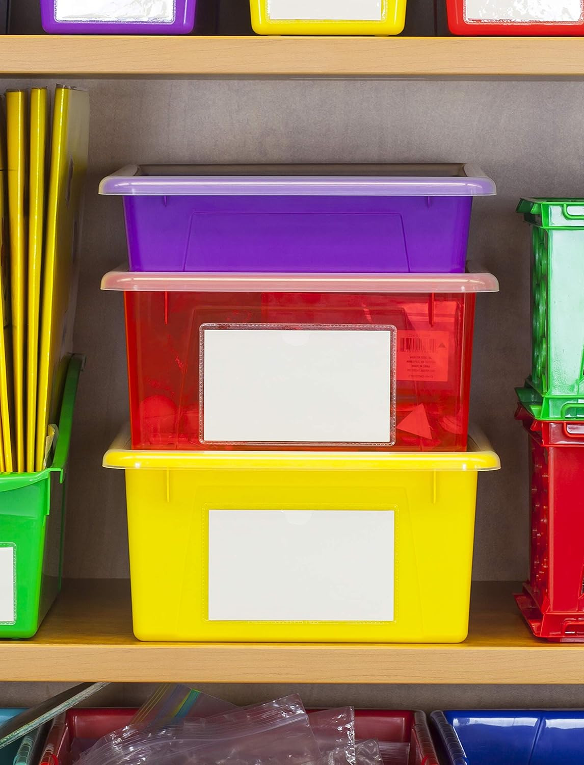 Letter Size Flat Storage Tray – Organizer Bin for Classroom, Office and Home, Cl